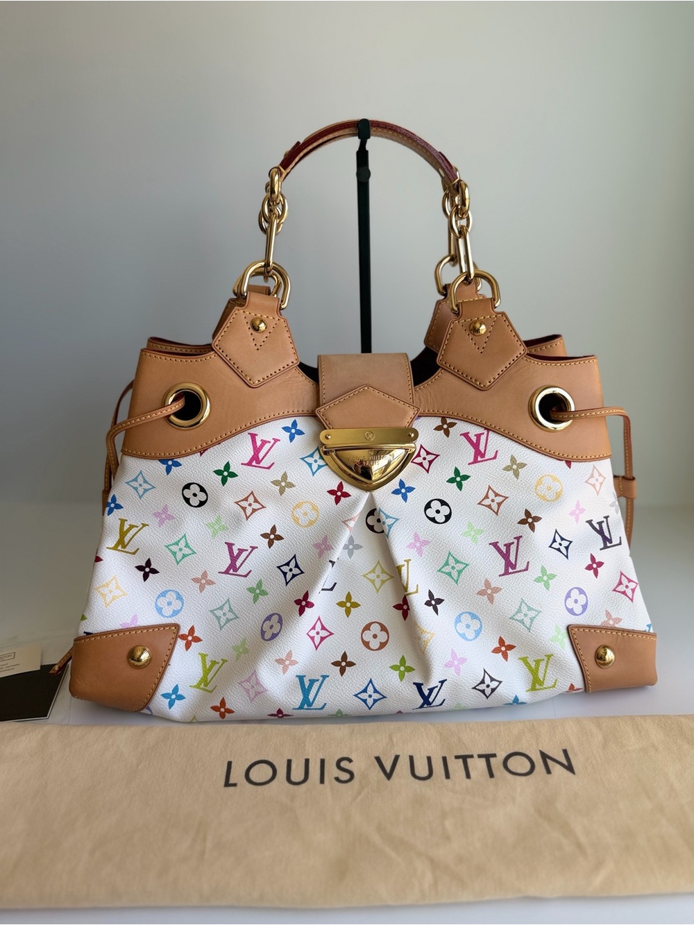 Authentic Louis Vuitton Takashi Murakami White Blanc Multicolor Ursula Handbag